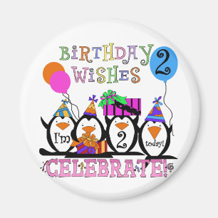 ペンギン間抜けス2回目の誕生日Tシャツとギフト マグネット