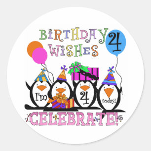 ペンギン間抜けズ4th誕生日Tシャツとギフト ラウンドシール