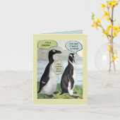 ペンギン間抜け誕生日カード カード (黄色い花)