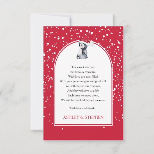 ペンギン雪だるま冬のベビーシャワーありがとう サンキューカード (裏面)