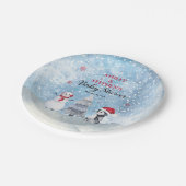 ペンギン雪だるま冬の男の子のベビーシャワー ペーパープレート (アングル)