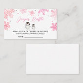 ペンギン雪片ベビーシャワーおむつラッフルサイン 名刺 (正面/裏面)