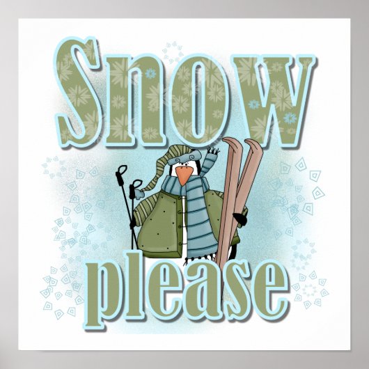 ペンギン雪Tシャツとプレゼント ポスター (正面)