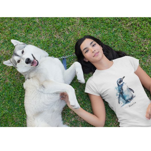 ペンギン青い水色、カスタマイズ可能 Tシャツ