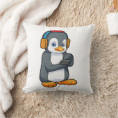 ペンギン音楽ヘッドホン クッション (ブランケット)