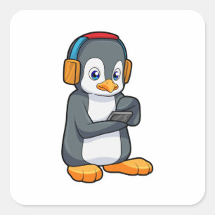 ペンギン音楽ヘッドホン スクエアシール