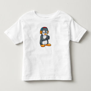 ペンギン音楽ヘッドホン トドラーTシャツ