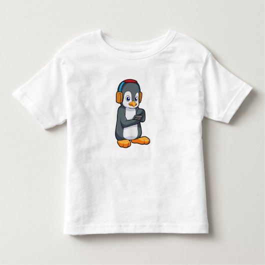 ペンギン音楽ヘッドホン トドラーTシャツ (正面)
