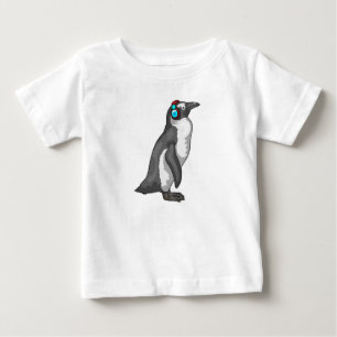 ペンギン音楽ヘッドホン ベビーTシャツ