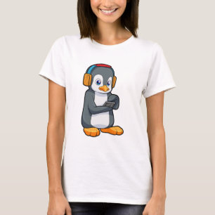 ペンギン音楽ヘッドホン Tシャツ