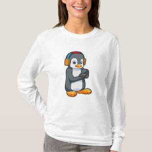 ペンギン音楽ヘッドホン Tシャツ