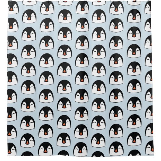 ペンギン顔 シャワーカーテン (正面)