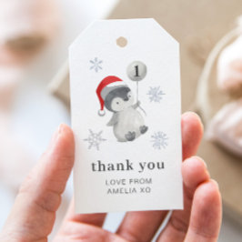 ペンギン風船1歳の誕生日 – ありがとう ギフトタグ