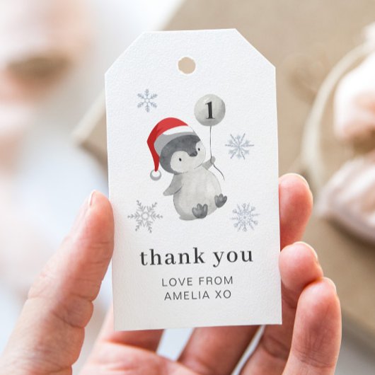 ペンギン風船1歳の誕生日 – ありがとう ギフトタグ