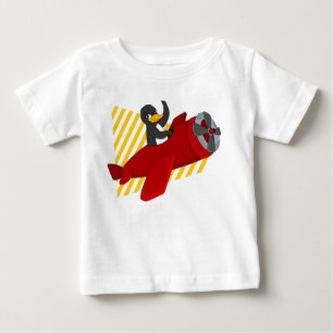 ペンギン飛んでいるグアニメベビーTシャツ ベビーTシャツ