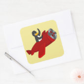 ペンギン飛んでいるグスクエアステッカー スクエアシール (封筒)