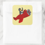 ペンギン飛んでいるグスクエアステッカー スクエアシール (バッグ)