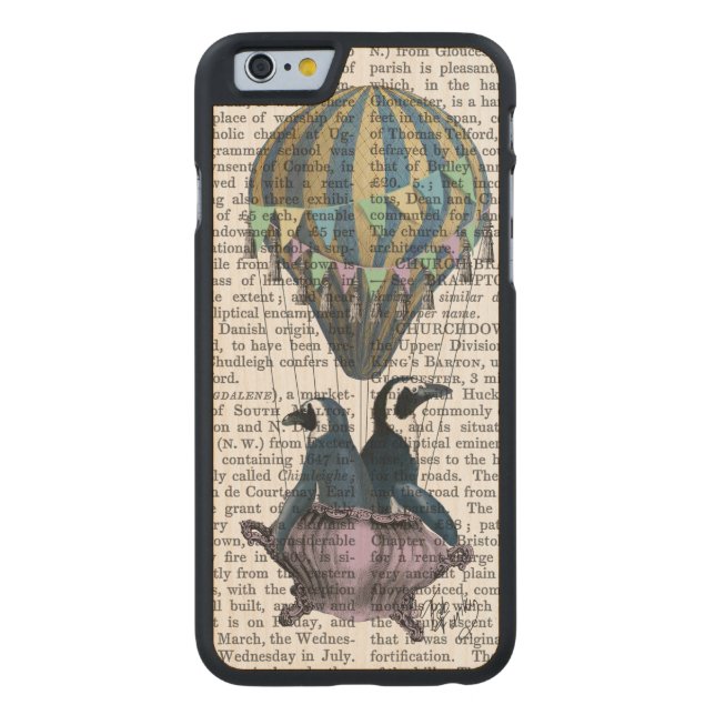 ペンギン飛んでいるズ CarvedウッドiPhoneケース (裏面)