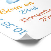 ペンギン飛行機ブルー男の赤ちゃん統計ポスター ポスター (角)