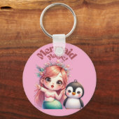 ペンギン魔法付きクリスマスマーメイドおもしろい キーホルダー (裏面)