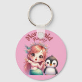 ペンギン魔法付きクリスマスマーメイドおもしろい キーホルダー (裏面)