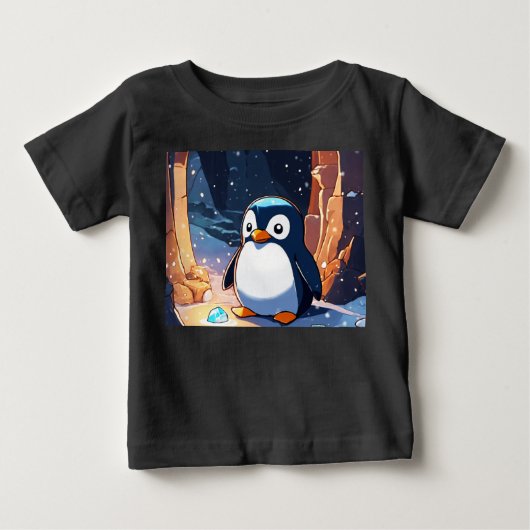 ペンギン魚釣りパール ベビーTシャツ (正面)