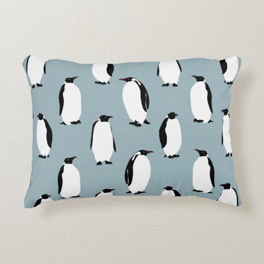 ペンギン鳥獣かわいい柄 アクセントクッション (正面)