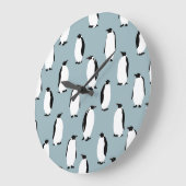 ペンギン鳥獣かわいい柄 ラージ壁時計 (傾斜)