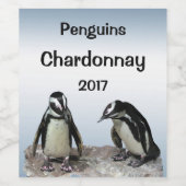 ペンギン鳥類ブルーホワイト黒動物ワインラベル ワインラベル (シングルラベル)
