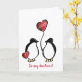 ペンギン1紙結婚記念の夫 カード (黄色い花)