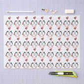 ペンギン25th（または任意）結婚シルバー記念日 薄葉紙 (クラフト)