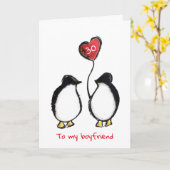 ペンギン30歳の誕生日または任意の年齢のボーイフレンドのカード カード (黄色い花)