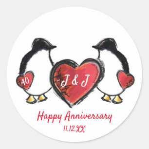 ペンギン40結婚周年 ラウンドシール