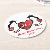 ペンギン40結婚周年 ラウンドペーパーコースター (アングル)
