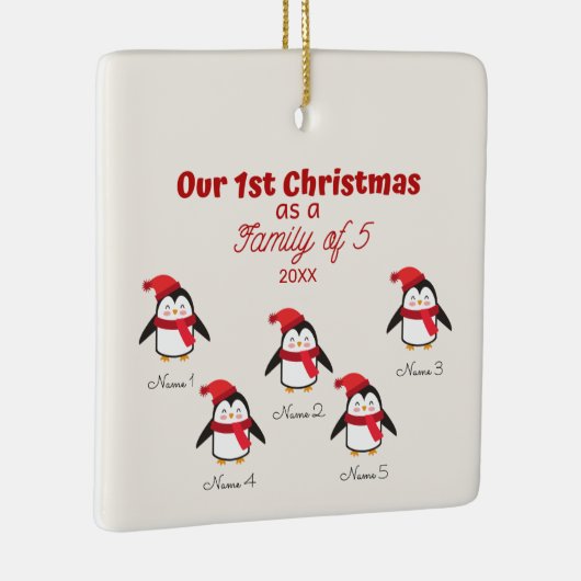 ペンギン5の家族としての第1回クリスマスオーナメント セラミックオーナメント (右)