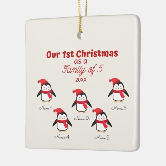 ペンギン5の家族としての第1回クリスマスオーナメント セラミックオーナメント (左)