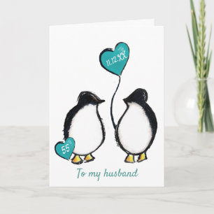 ペンギン55thエメラルド結婚の記念日の夫 カード