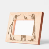 ペンギン6" x 4"横長、FrameStyle：ナチュラル レーザー彫刻フレーム (左)