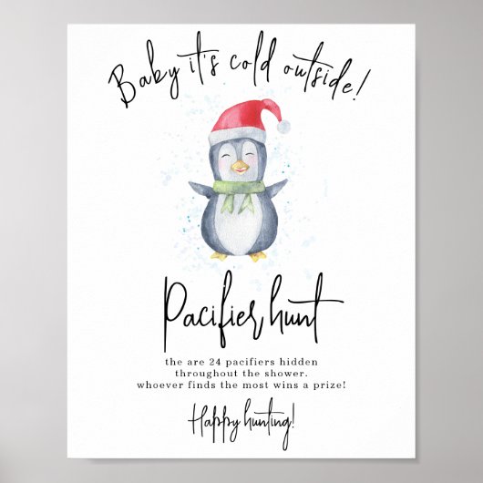 ペンギン – おしゃぶり狩りゲームベビーシャワー ポスター (正面)