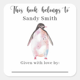 ペンギン – この本はメッセージと共に所有している スクエアシール