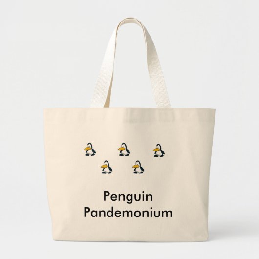 ペンギン、どこでもペンギン ラージトートバッグ (正面)