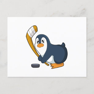 ペンギン アイスホッケー アイスホッケーのスティック ポストカード