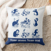 ペンギン、クジラ、イルカ クッション (ブランケット)