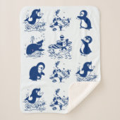 ペンギン、クジラ、イルカ シェルパブランケット (正面)