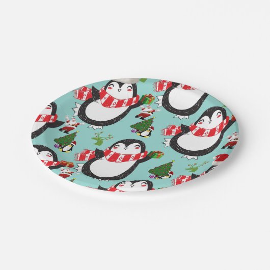 ペンギン,クリスマス紙プレート ペーパープレート (アングル)