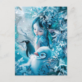 ペンギン・コンパニオンと冬の妖精 ポストカード