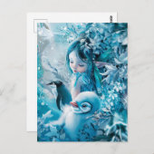 ペンギン・コンパニオンと冬の妖精 ポストカード (正面/裏面)