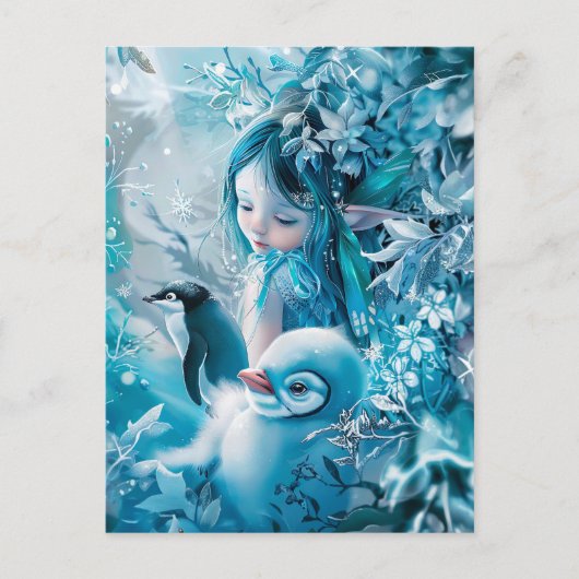 ペンギン・コンパニオンと冬の妖精 ポストカード (正面)