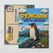 ペンギン サウスジョージア モダン KlayKoo ポストカード (正面/裏面)