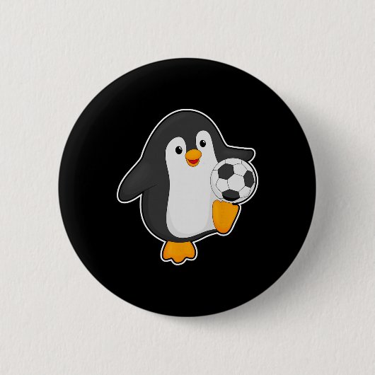 ペンギン サッカー選手 サッカー スポーツ 缶バッジ (正面)